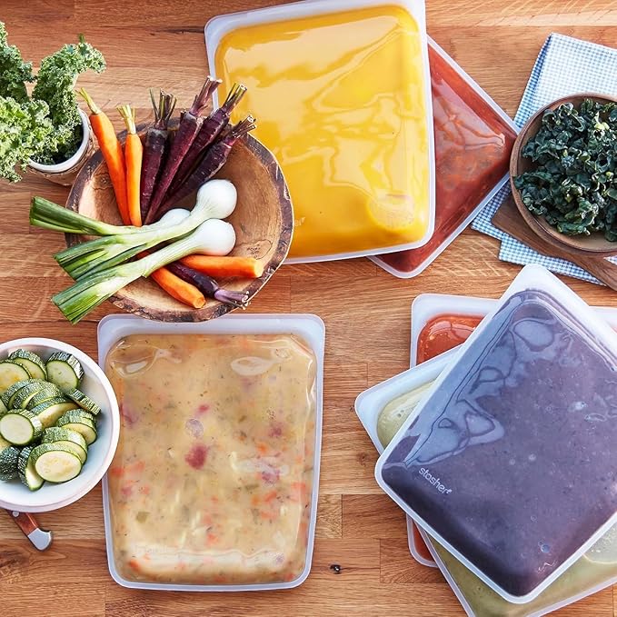 Stasher Premium Silicone Reusable Food Storage Half Gallon Bag, Green, Microwave, Sous Vide, Dishwasher, Oven and Freezer Safe, BPA Free, Leak-free, Eco-friendly, 64 Oz