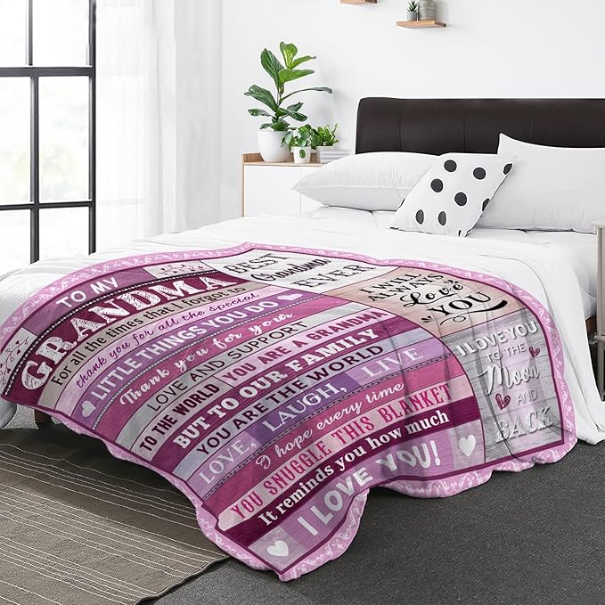 Best Gift for Grandma, Grandma Gifts from Granddaughter Grandson, Grandma Birthday Gift from Grandkids, Grandmother Gifts,Grandma Gift for Christmas Mothers Day, Grandma Blanket Gift 60"X 50"
