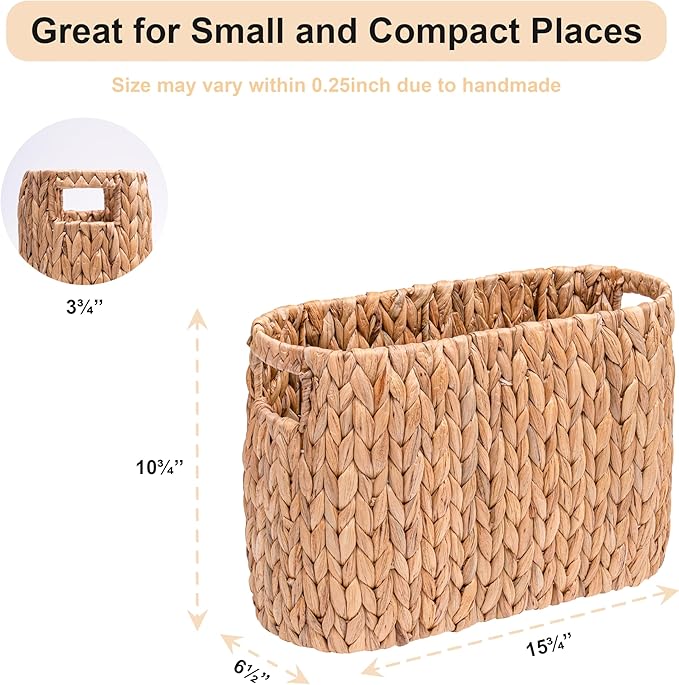 Wicker Toilet Paper Storage Holder with Built-in Handles, Toilet Paper Holder for up to 6 Mega Rolls, Water Hyacinth Toilet Paper Baskets Bathroom Accessories Organizer