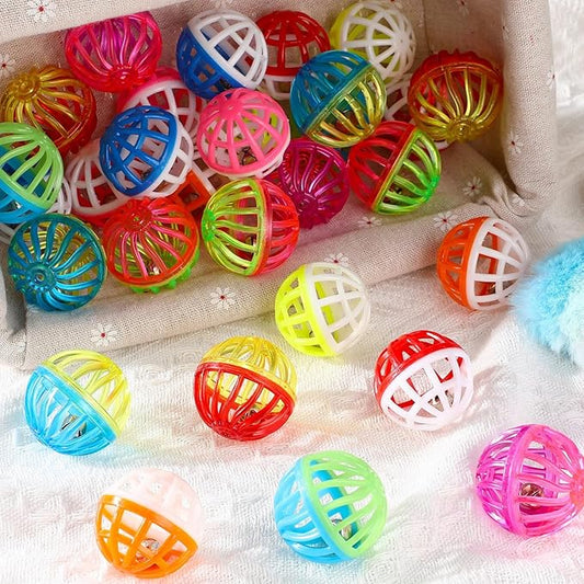 Silkfly 30 Pcs Polyester Film Cat Crinkle Balls Toys, Colorful Fuzzy Balls Lightweight Chew Cat Sponge Jingle Toys for Indoor Kittens to Keep Fit