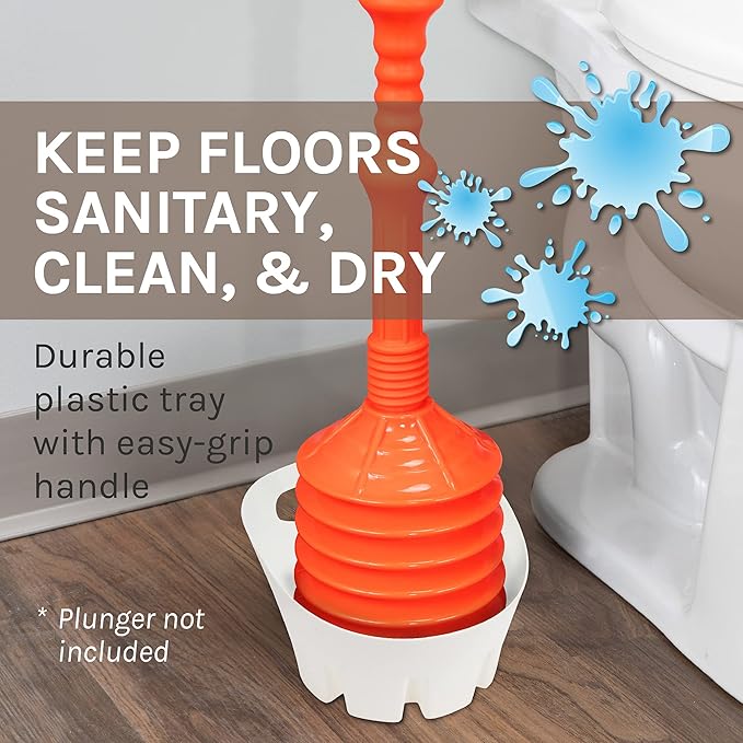 JS Jackson Supplies Universal White Plastic Drip Tray for Toilet Plunger