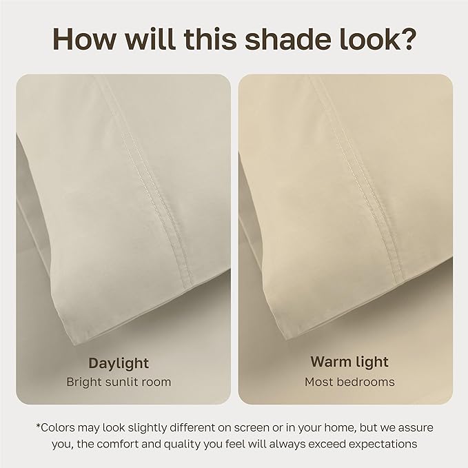 California Design Den - Luxury Full Size Sheet Set - 100% Cotton, 600 Thread Count Deep Pocket Full Size Bed Sheets, Cooling Hotel-Quality Sheets with Sateen Weave - Ivory (Warm Cream)