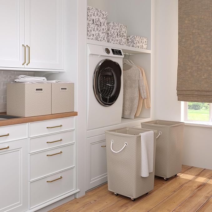 Martha Stewart Essential Collapsible Stackable Decorative Home Storage Organization With Lidded Tops, Lidded Storage Organizer, Bedford Floral