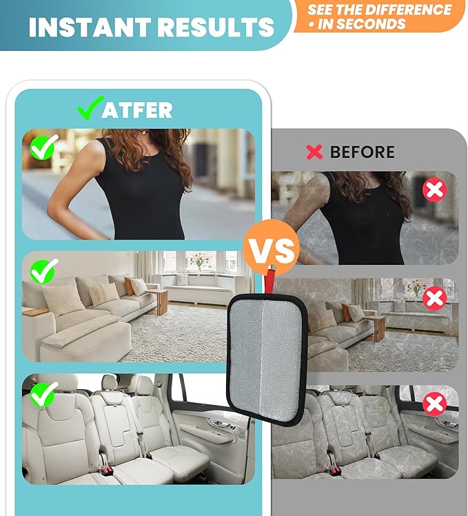 Pet Hair Removal Glove for Cats & Dogs, Electrostatic Fur & Lint Remover for Clothes, Couches, Carpets & Car Seats, Reusable Fur Removal Tool, Upgraded Non‑Slip Pet Hair Remover, 1-Pack