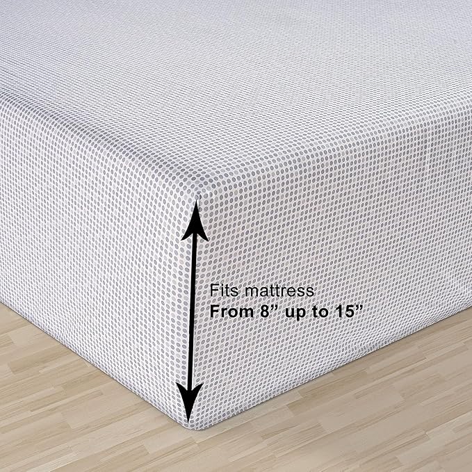 LANE LINEN Twin XL Fitted Sheet, 100% Organic Cotton 2Pc Set (1 Fitted Sheet, 1 Pillowcase) Percale Weave, Bottom Sheet, Soft, Breathable, Fits Mattress Upto 15" Deep - Polka Dot Blue (No Flat Sheet)