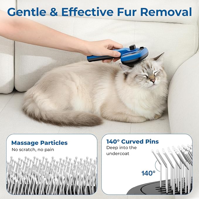 Pecute Self-Cleaning Pet Steam Brush Blue