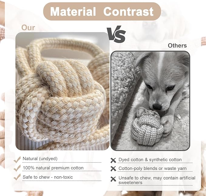 Dog Rope Toy, Rope Toys for Dogs Aggressive Chewers, for Large Dogs for Cleaning Teeth, Bite Resistant, 4 Pack