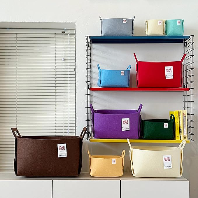 Collapsible Felt CHARCOL Storage Bin Small 7.1"x5.1"x5.1" – Foldable Basket with Handles for Closet, Toy Storage, Laundry Room Organization, Decorative Storage Baskets for Shelves, Nursery