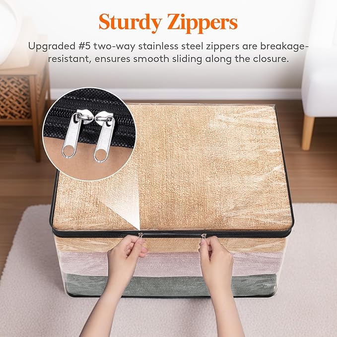 Lifewit 6 Pack Clear Clothes Storage Bags, 60L Plastic Blanket Vinyl Foldable Moving Bags with Zipper, Closet Organizers and Storage Containers for Bedding, Duvet, Pillow