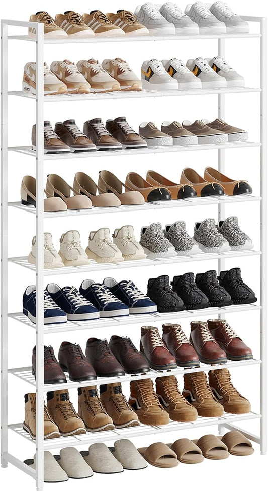 Shoe Rack for Closet, Metal Shoe Organizer, 8 Tier Garage Shoe Rack Max Holds 40 Pairs,Shoe Storage Shelf,Entryway, White