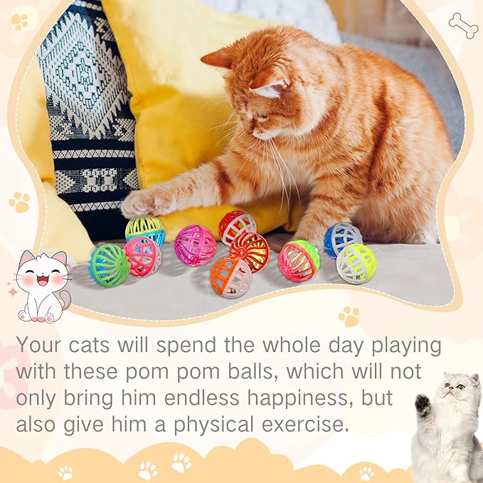 Silkfly 30 Pcs Polyester Film Cat Crinkle Balls Toys, Colorful Fuzzy Balls Lightweight Chew Cat Sponge Jingle Toys for Indoor Kittens to Keep Fit