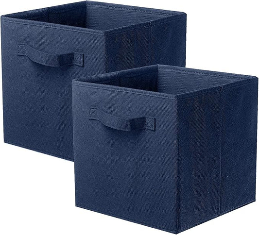 ShellKingdom Storage Bins, Foldable Fabric Storage Cubes And Cloth Organizer Drawer For Closet And Toys, 2 Pack (Dark Blue)