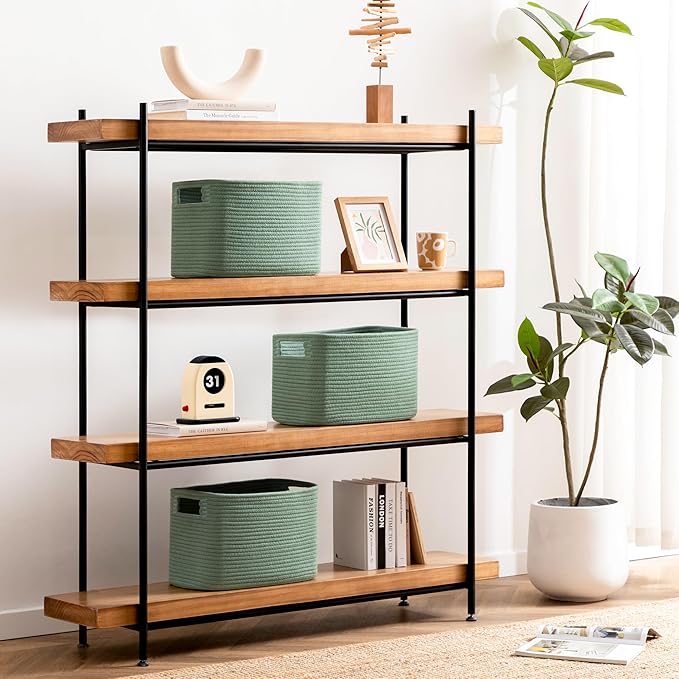 UBBCARE 2 Pack Larger Woven Storage Baskets, 22L Capacity, Grass Green Cotton Rope Shelf Baskets for Organizing Dog Toys, Books, Clothes, Large Gift Basket