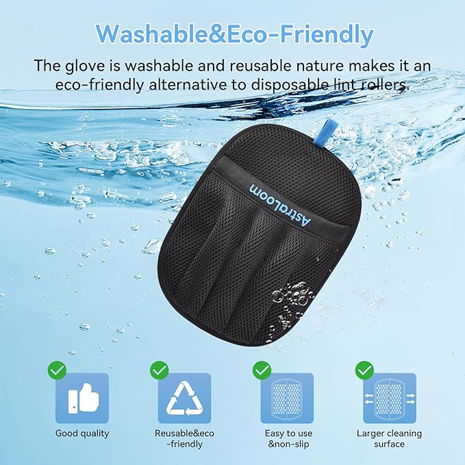 AstraLoom Pet Hair Removal Glove for Cats & Dogs,Reusable Electrostatic Pet Hair Remover Tool for Furniture, Carpet, Clothing, Car Seat (1PCS)