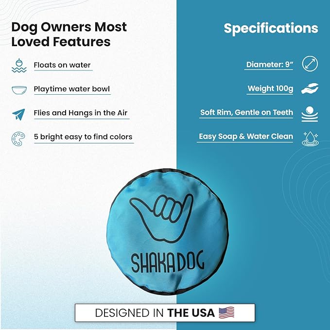 Shaka ZippyToss Flying Dog Disc Interative Fetch Toy 9" (Multi-Color, Pack of 5)