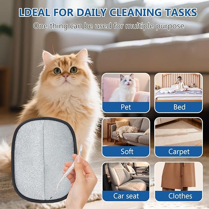 2PCS Pet Hair Removal Glove for Dogs&Cats,Upgraded 5-Finger Electrostatic Pet Hair Remover,Reusable Magic Brush Pet Hair Removal Tool for Laundry,Carpets,Sofa Gaps,and Car Seats