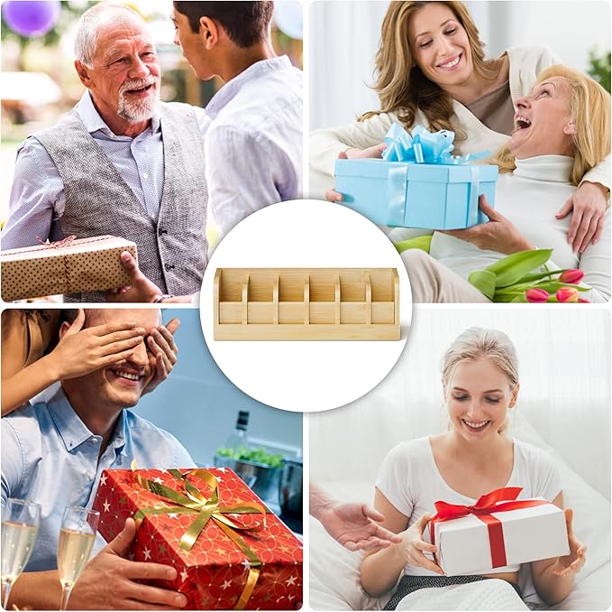 MinBoo Bamboo Belt Organizer Box,6 Grids Belt Rack, Belt Organizer for Closet and Drawer, Belt Storage Organizer and Displayer, Belt Organizer for Men Women (Natural Bamboo)