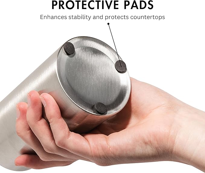 Silver Soap Dispenser Stainless Steel for Bathroom and Kitchen Sink, 15oz Refillable Round Rustproof Hand Dish Soap Dispenser Pump for Detergent, Lotion, and Countertop