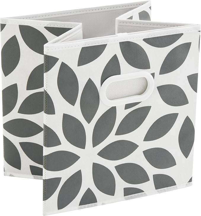 MAX Houser Fabric Storage Bins Cubes Baskets Containers with Dual Plastic Handles for Home Closet Bedroom Drawers Organizers, Flodable, Grey, Set of 4