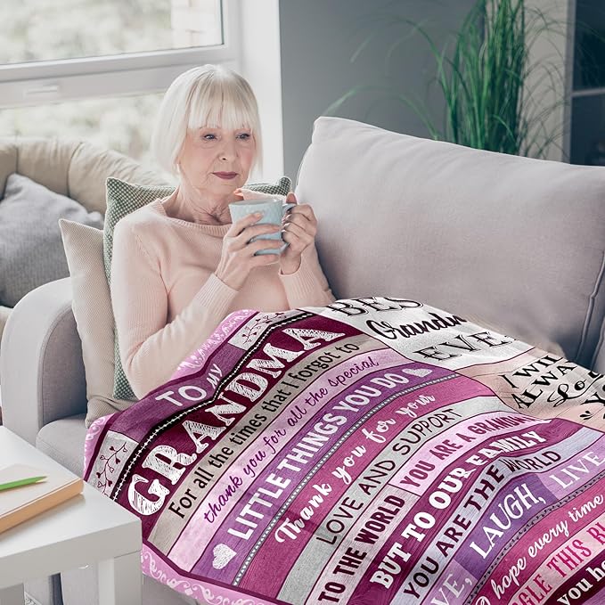 Best Gift for Grandma, Grandma Gifts from Granddaughter Grandson, Grandma Birthday Gift from Grandkids, Grandmother Gifts,Grandma Gift for Christmas Mothers Day, Grandma Blanket Gift 60"X 50"