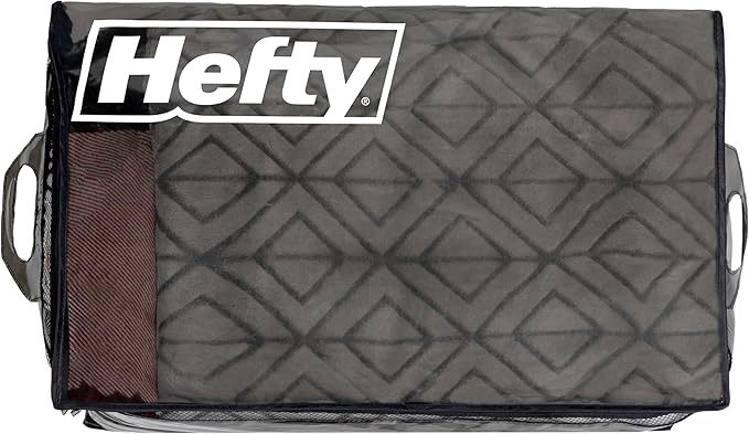 Hefty Storage Bags Extra Large Double Zipper Backpack, Heavy Duty Water Resistant Moving Totes with Shoulder Straps, Foldable Reusable Packing Organizers, 2 Pack (X-Large Black)