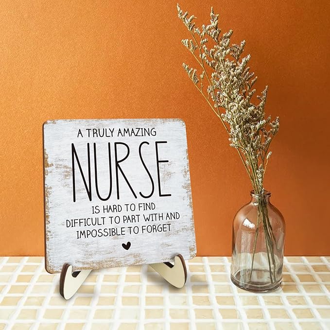Decorative Desk Decor Motivational Nurse Gifts Positive Thank You Gifts Appreciation Plaque with Wooden Stand Inspirational Wood Sign for Nurse Women Coworker Home Office Table Bookshelf