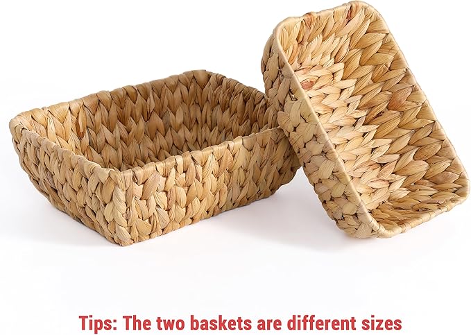 Small Wicker Baskets for Organizing 2 Pack, Hand Woven Baskets for Storage, Towels and Toilet Paper Organization, Woven Gift Basket,Countertop Baskets Set for Organizing