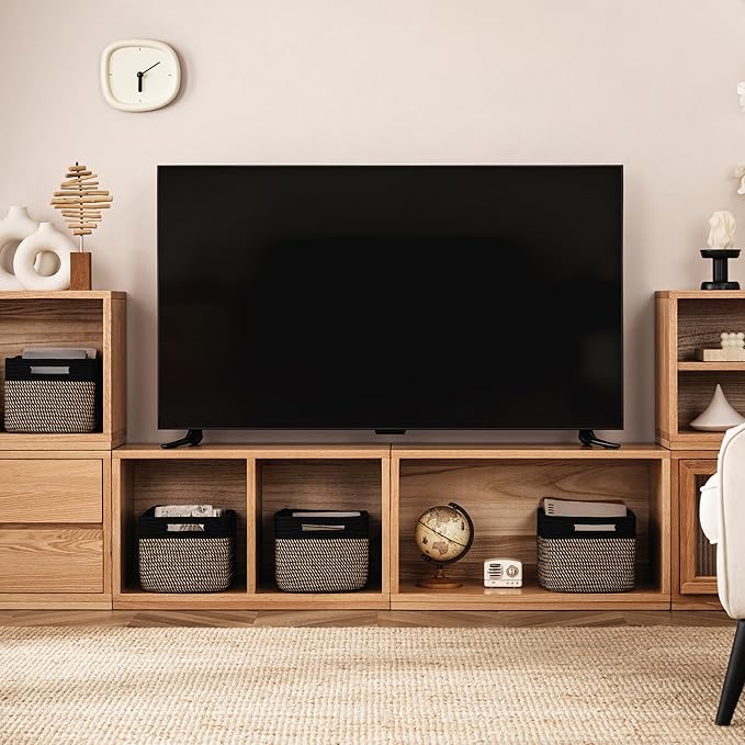 UBBCARE 2 Pack Storage Basket for Shelves, Woven Baskets for Organizing, Durable Organizer Baskets Storage Bins for Bookshelf, Toys, Towels, Clothes, 13''Lx9''Wx7.5''H, Black&Brown