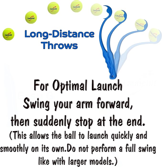 Dog Ball Thrower Launcher, Tennis Ball Launcher, for Small Large Dogs Compact Design 13.8" Stick with Medium 2.5" (Blue)
