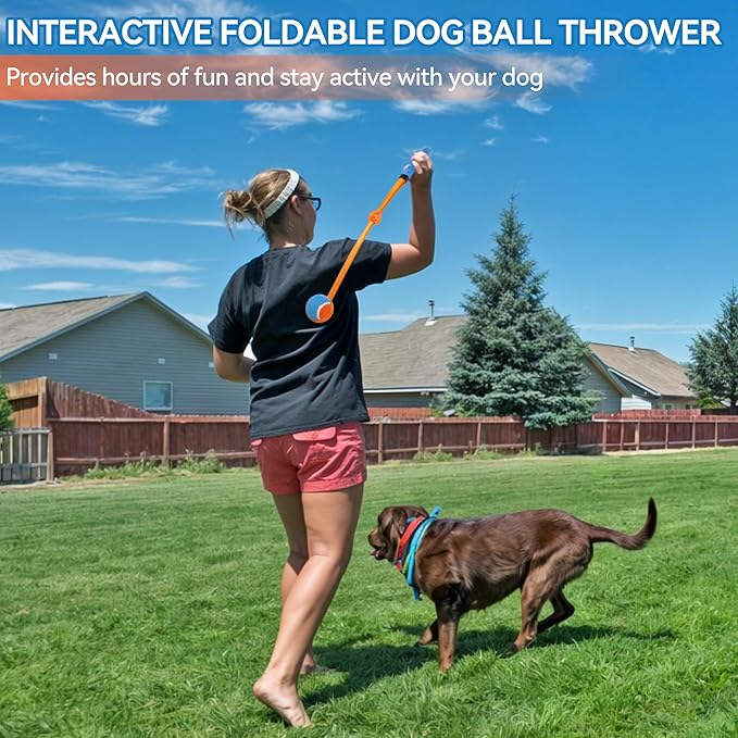 AFP 25“ Dog Ball Launcher – Interactive Dog Toy for Outdoor, Foldable, Lightweight Design with Non-Slip Handle, Includes Medium Ball (2.5'')