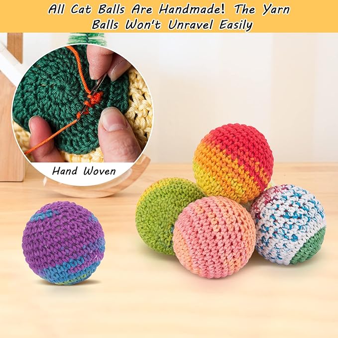 Retro Shaw Cat Toys Balls, Yarn Cat Ball with Bell Inside, Kitten Toys for Indoor Cats Kitty, Interactive Cat Nip Chew Toys for All Pet Breed 6 Pack