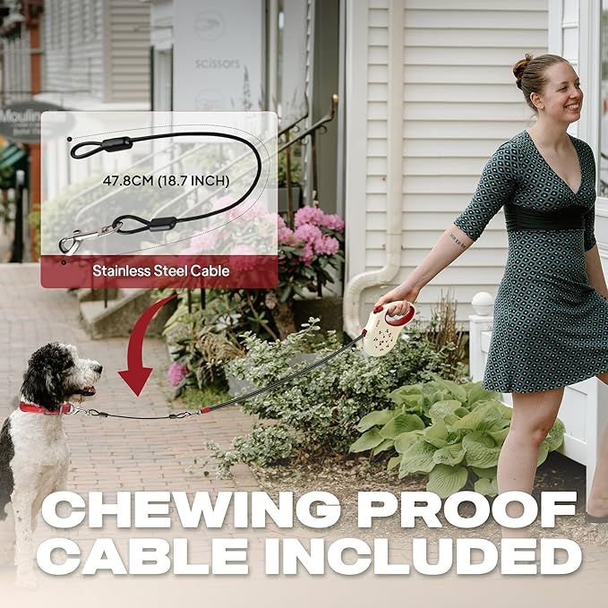 Fida Retractable Dog Leash, 16 ft Dog Walking Leash for Small Dogs up to 26 lbs, 360° Tangle Free, Cherry