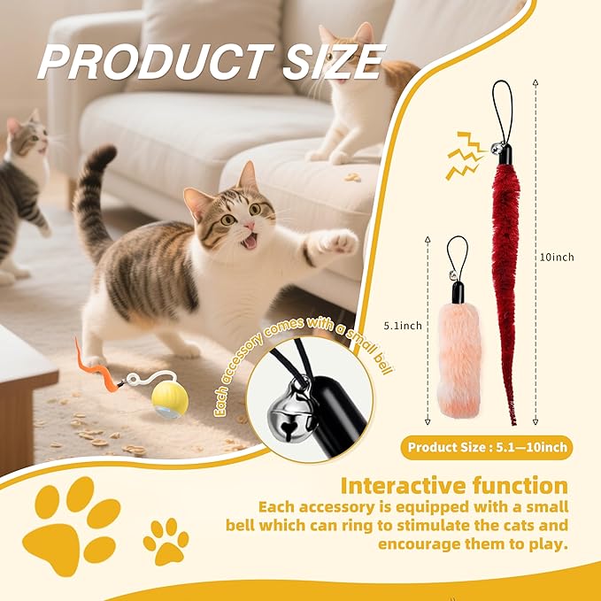 AAA AMUSANG Interactive Cat Toys - Cat Ball Toy Accessory with Fish Toys and Worm Toys, Automatic Kitten Toy Refills for Cats to Chase and Motion Activated