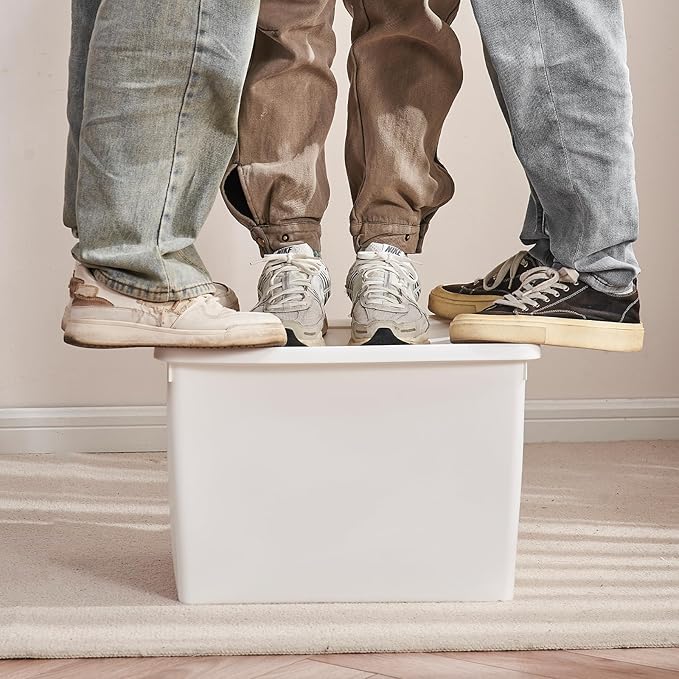 10gal+3gal Large capacity White multifunction storage bin with lid, Set of 8 Stackable Plastic Boxes with Handles, Office，Garage，Home, for Organizing Snacks, Crafts, Legos, Tools,books （4XXXL+4L