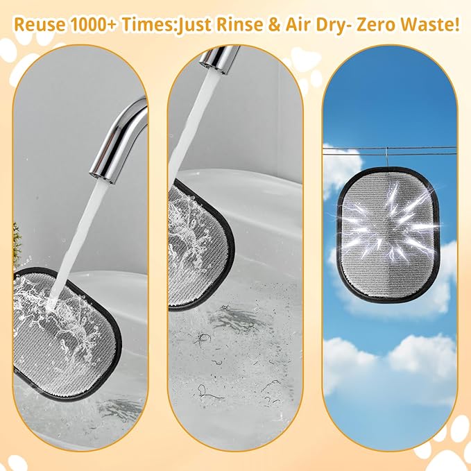 Electrostatic Pet Hair Removal Glove - Reusable, Washable Mitt for Furniture, Carpet, Car Seat & Clothing - Efficient Cat & Dog Hair Remover