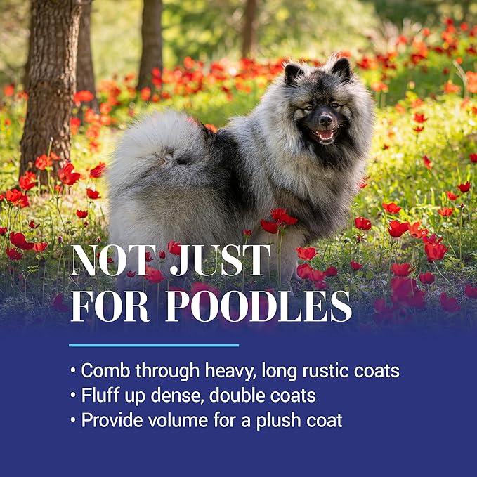 Chris Christensen 9in Coarse Poodle Butter Comb, Groom Like a Professional, Rounded Corners Prevent Friction and Breakage, Solid Brass Spin with Steel Teeth, Chrome Finish