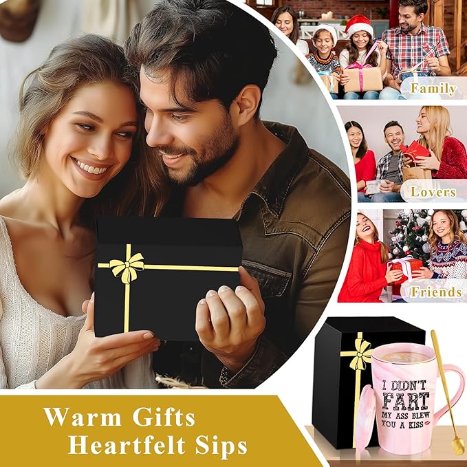 Personalized Ceramic Coffee Mug with Lid Tea Cup Women White Elephant Gifts Adult Christmas Gag Funny Weird Novelty Who Have Everything Prank Good Hilarious Naughty Dirty Unisex Secret Dirty Santa