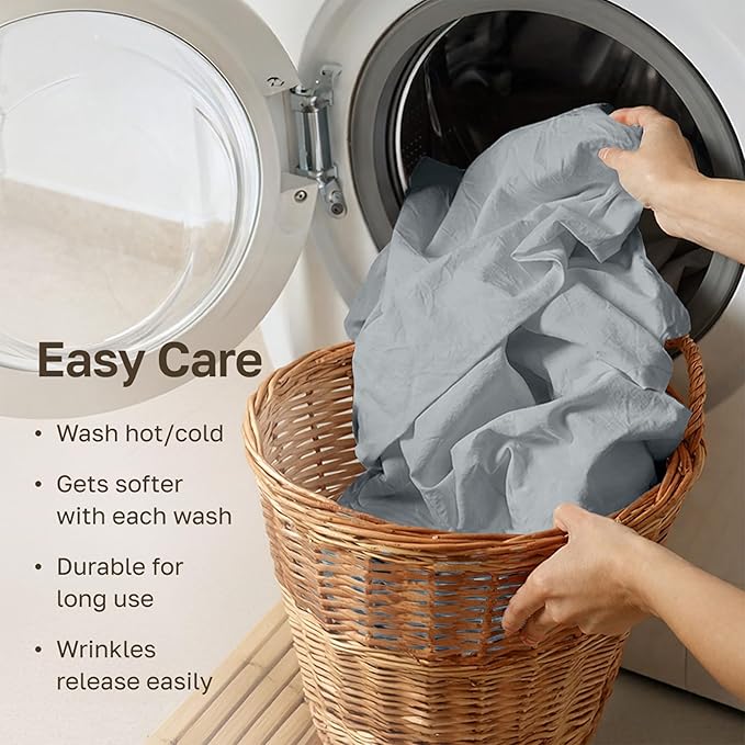 California Design Den - Luxury Full Size Sheet Set - 100% Cotton, 600 Thread Count Deep Pocket Full Size Bed Sheets, Hotel-Quality Cooling Sheets, Sateen Weave - Light Grey