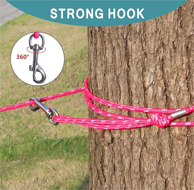 Reflective Cat Leash -15FT Cat Cable Out Escape Proof Walking Yard Long Durable Safe Leash Traning Play Outdoor for Puppies/Kittens/Small Animals(Hotpink)