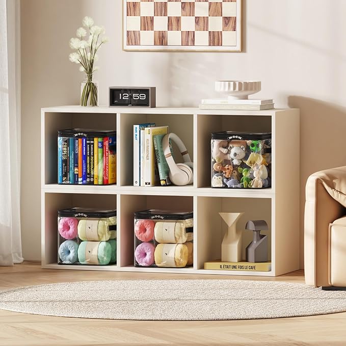 Lifewit 4 Pack Clear Clothes Storage Bags, 11 Inch Clear Cube Storage Bins, 18L Vinyl Foldable Moving Bags with Zipper, Storage Container for Sweater Sheets Yarns