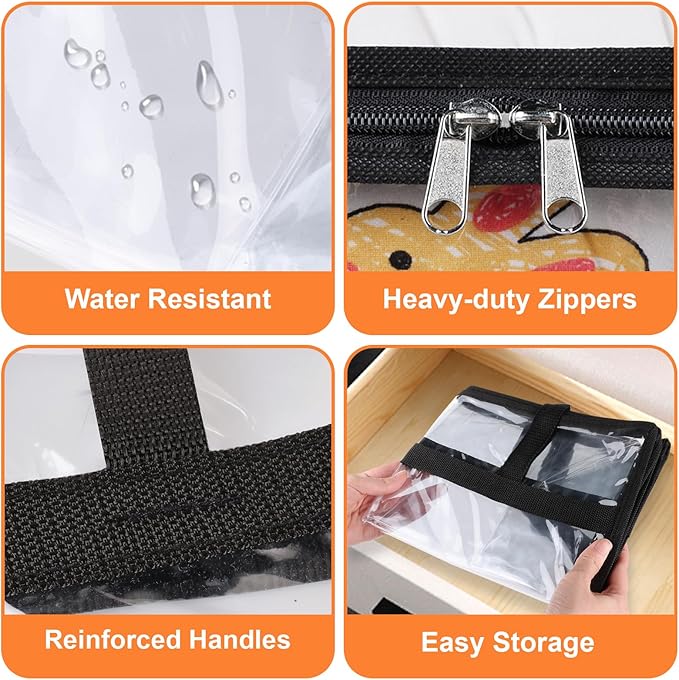 Clear Clothes Storage Bags, 8 Pack Closet Organizers and Under Bed Storage Containers, Foldable Moving Bags with Zippers for Comforter, Blanket, Bedding, Duvet, PVC Packing Bags 40L