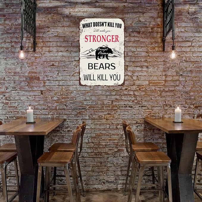 Aluminum Sign, Funny Bear Sign, Man Cave Decor, Vintage Metal Sign for Home Garage Room Bar Pub Club Cafe Decor 12"x16"