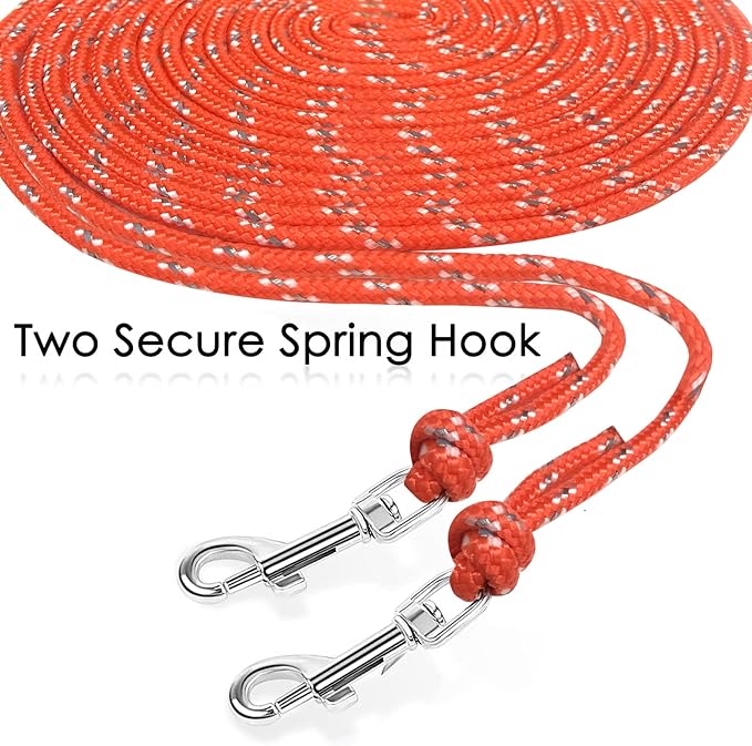 Rypet Reflective Cat Long Leash - 15 FT Escape Proof Walking Leads Yard Long Leash Durable Safe Personalized Extender Leashes Traning Play Outdoor for Kitten, Puppy, Rabbit and Small Animals