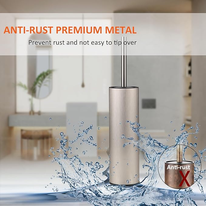 Toilet Brush and Holder,Stainless Steel Toilet Brushes for Bathroom with Holder 2pack Brushed Nickel
