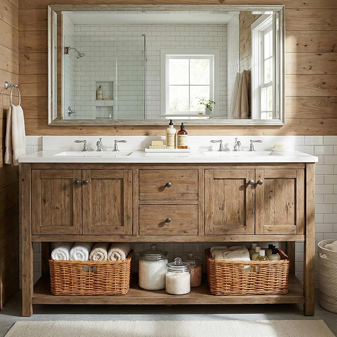 StorageWorks Pantry Baskets, Willow Storage Baskets for Organizing, Shelves, Pantry Organizers and Storage, Brown, 15"L x 11"W x 6 ¾"H