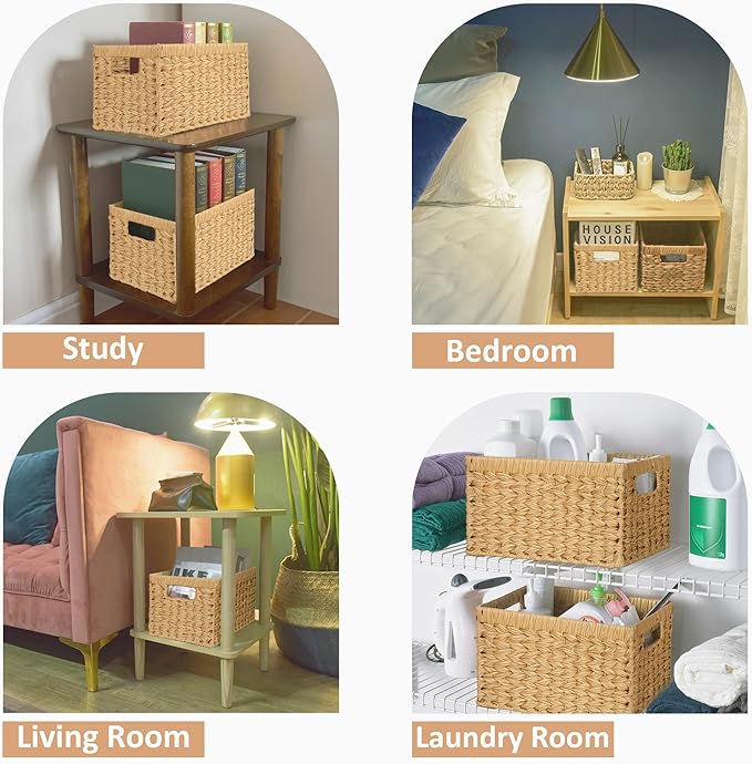 GRANNY SAYS Wicker Storage Baskets, Woven Baskets for Shelves, Waterproof Baskets for Organizing, Wicker Baskets with Handles, 2-Pack