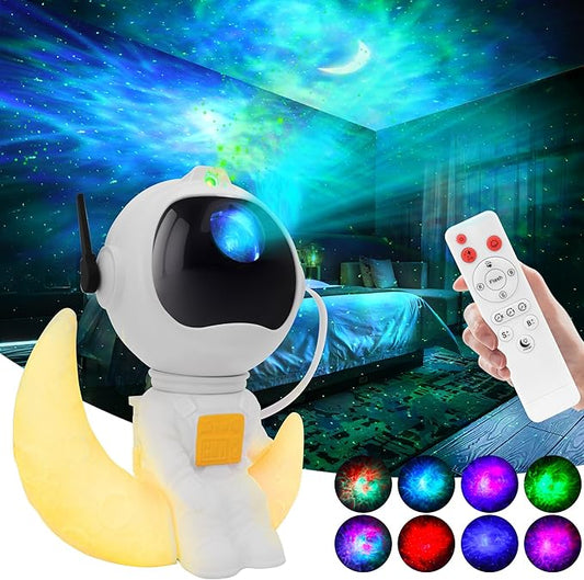 KIMHY Astronaut Galaxy Projector, 2 in 1 Galaxy Projector for Bedroom Decor with Moon Lamp, Star Projector Galaxy Light with 8 Colors Effects, Timer & Remote Control, Night Light for Kids Christmas