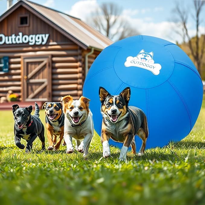 Herding Ball for Dogs 25 Inch - Dual-Layer Heavy Duty Herding Ball for Australian Shepherds, Border Collies & Cattle Dogs | Outdoor Herding Toy for Medium/Large Dogs - Backyard Training and Play-Blue