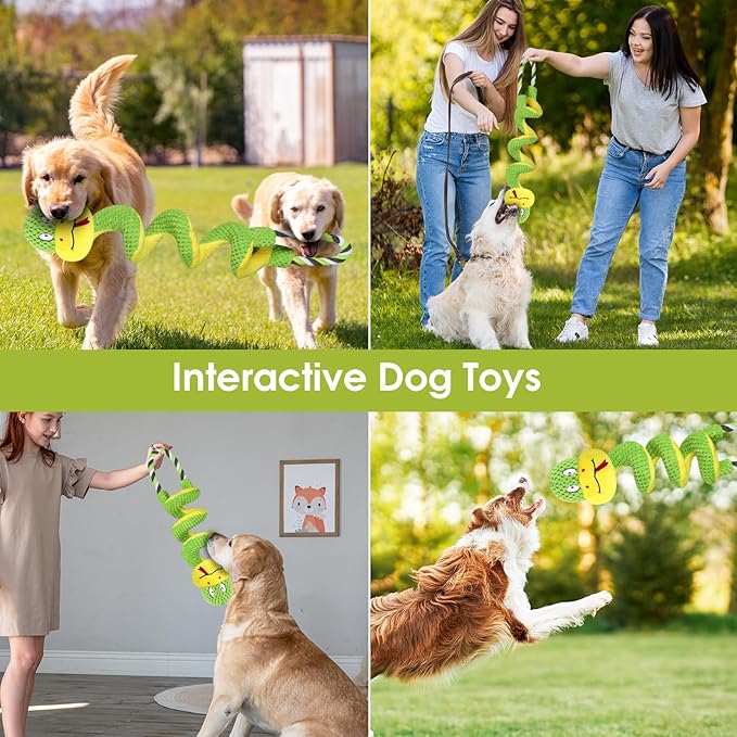 Chew-Resistant Dog Rope Toy with Squeaker & Crinkle Paper | Interactive Puppy Toys for Anxiety Relief & Dental Care | Tough Chew Toys for Small, Medium, and Large Dogs