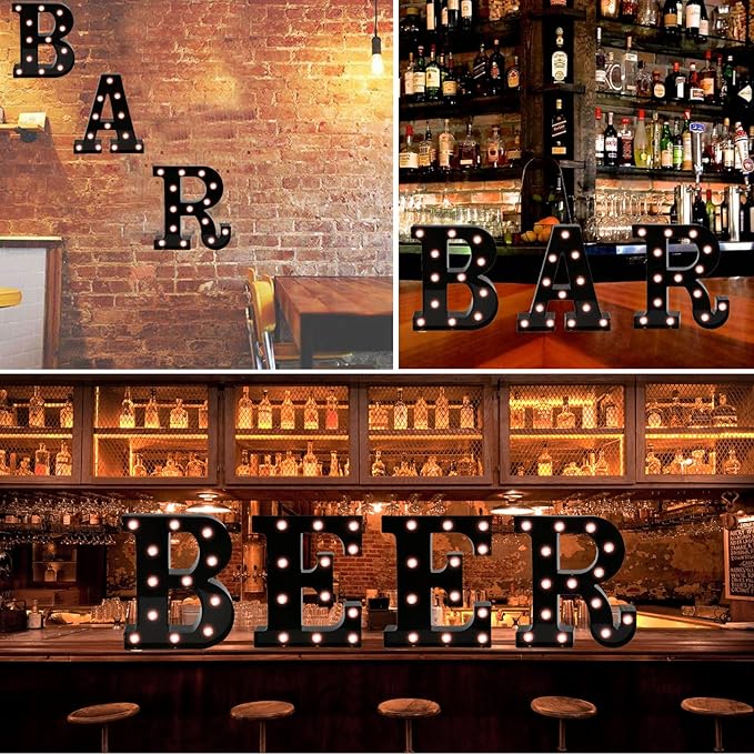OYCBUZO Light Up Black Alphabet Marquee Letters Sign LED Marquee Number Lights Sign for Night Light Home Bar Christmas Lamp Birthday Party Wedding Decoration I